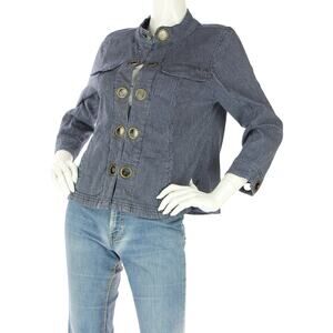 Vintage A.M.I. AMI Striped Denim Jean Trucker Jacket